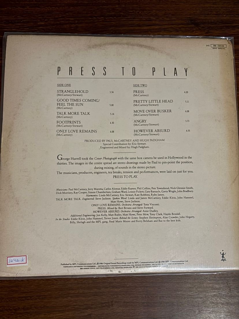 Lp Paul Mccartney - Press to Play (1986) - Imagem 3