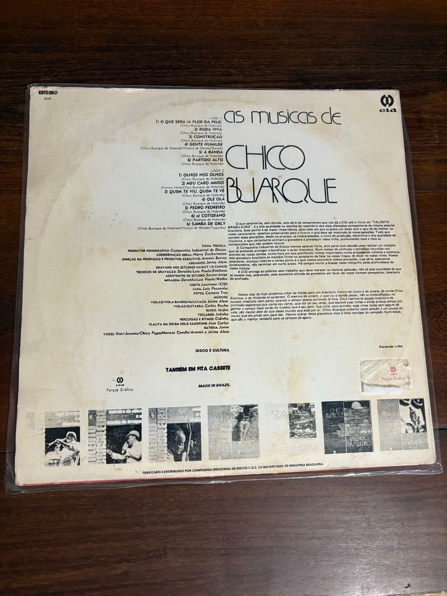 Lp Talento Brasileiro 6 - As músicas de Chico Buarque (1978) - Imagem 2