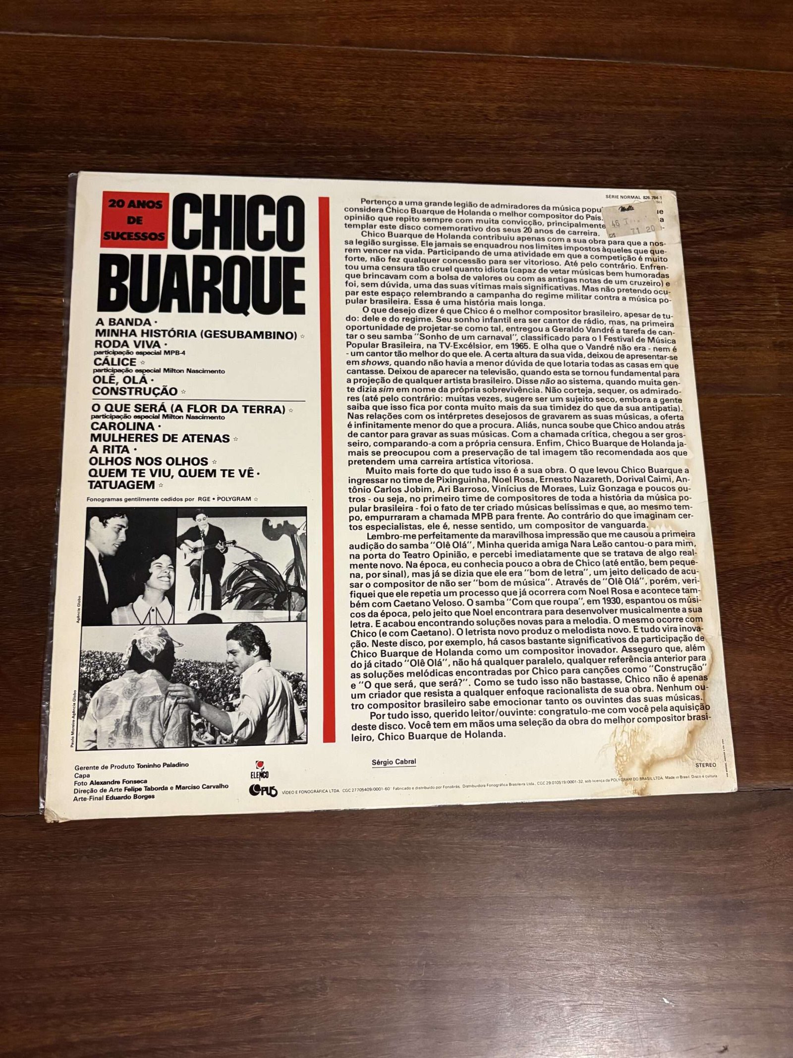 Lp Chico Buarque - 20 Anos de Sucessos (1986) - Imagem 2