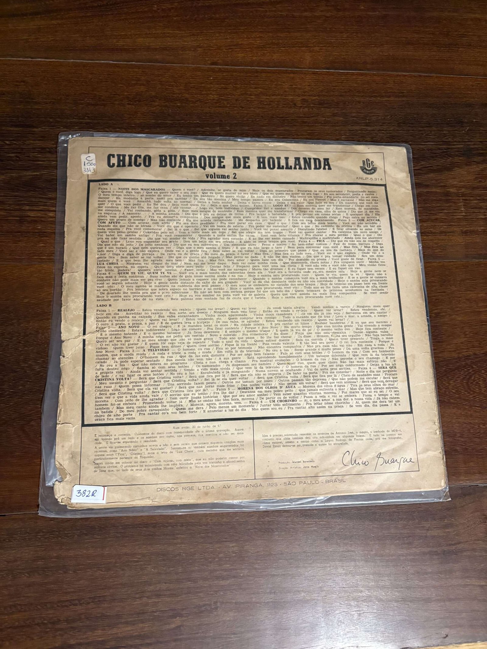 Lp Chico Buarque - Volume 2 (1967) - Imagem 3