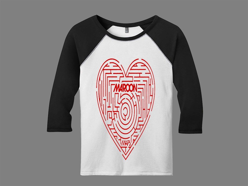 Raglan Manga 3/4 Maroon 5 Maps